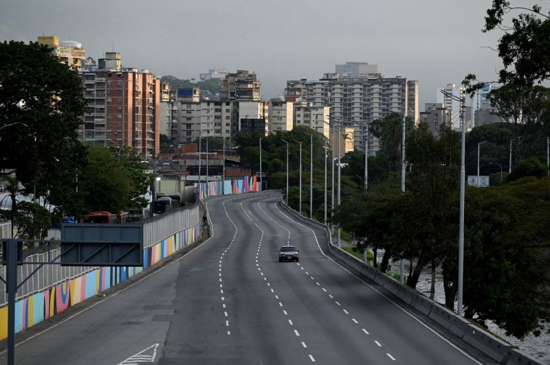 Venezuelan security forces patrol Caracas' empty streets