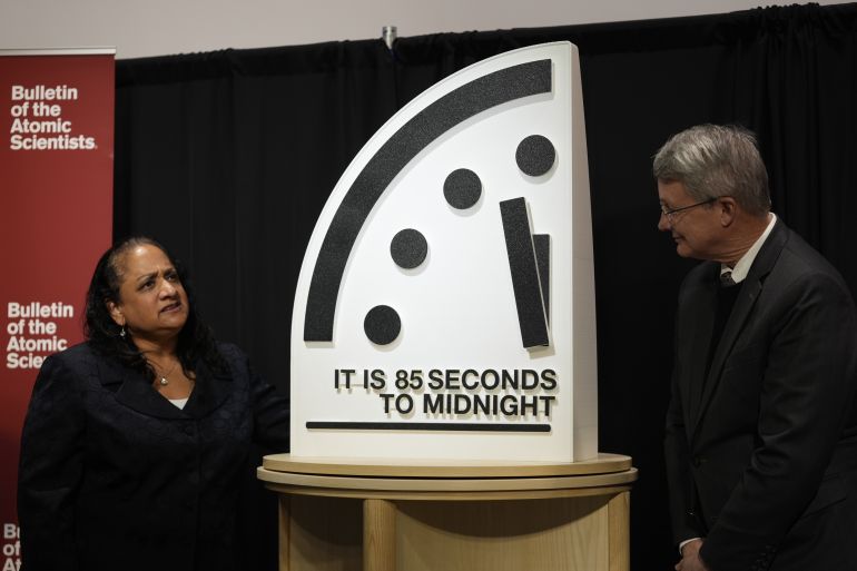 Symbolic Doomsday Clock set at 85 seconds to midnight for 2026