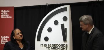 Symbolic Doomsday Clock set at 85 seconds to midnight for 2026