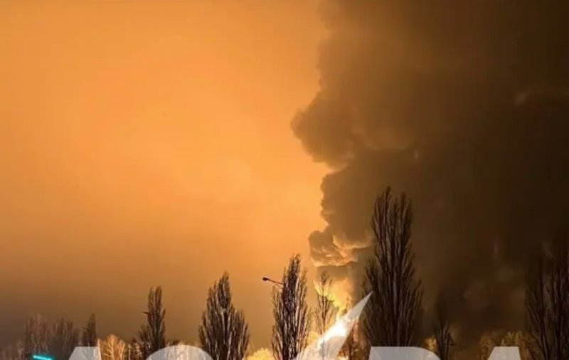 Fire at Russian oil depot after reported Ukrainian drone strike 
