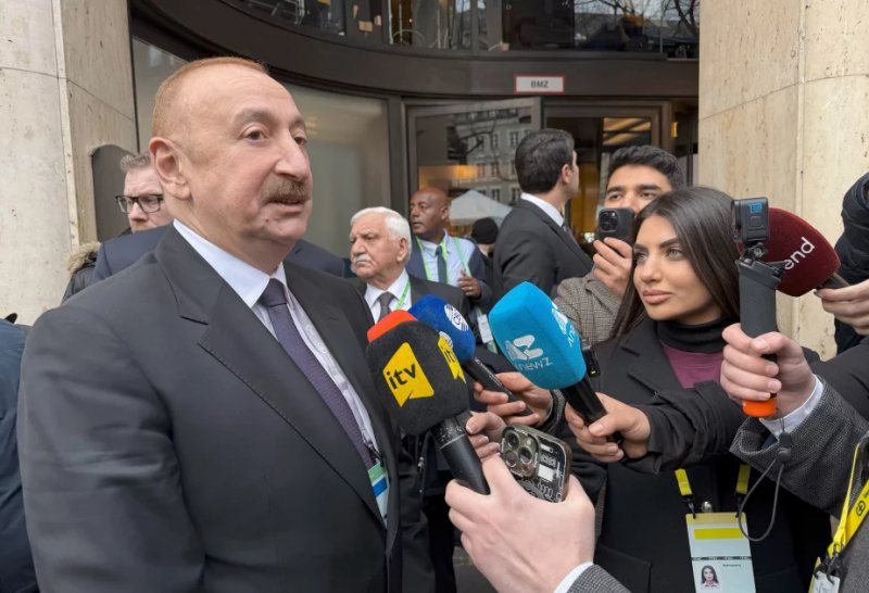 President Ilham Aliyev gives interview to Azerbaijani TV channels in Munich -   VIDEO  