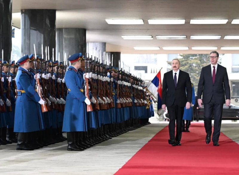 News about -  Azerbaijan president receives official welcome in Belgrade  - PHOTO  