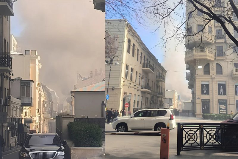 Fire breaks out in central Baku building -  VIDEO 