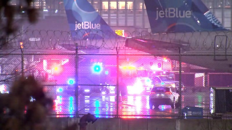 JetBlue engine failure disrupts Newark airport -  VIDEO 