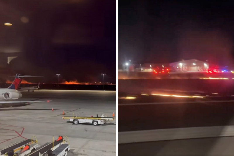 Delta plane sparks grass fire at Savannah airport, makes emergency landing - VIDEO