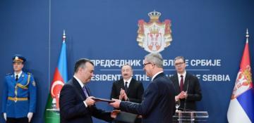  Azerbaijan and Serbia exchange agreements in Belgrade  - PHOTO  
