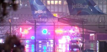 JetBlue engine failure disrupts Newark airport -  VIDEO 
