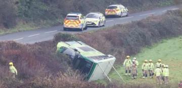 Four injured after double-decker bus overturns on Isle of Wight