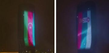 A building in Belgrade is illuminated in the colors of the flags of Azerbaijan and Serbia  -VIDEO 