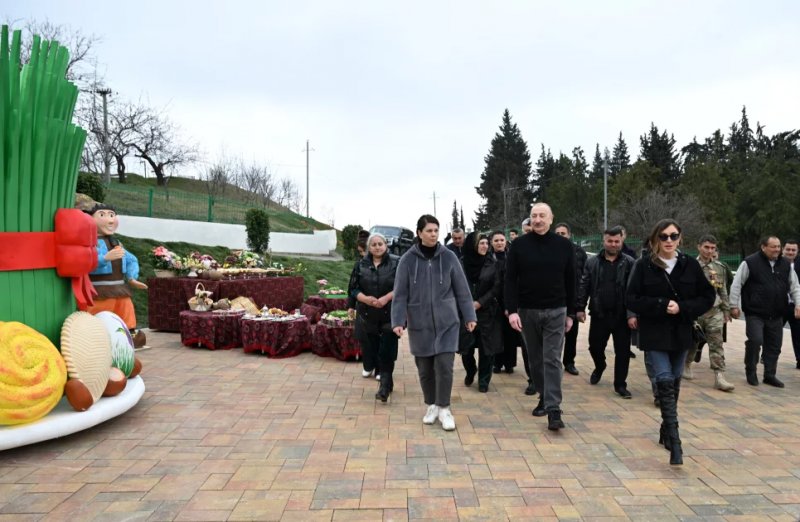 President Aliyev inspects restoration of individual houses and infrastructure in Khojavend's Khanoba village 