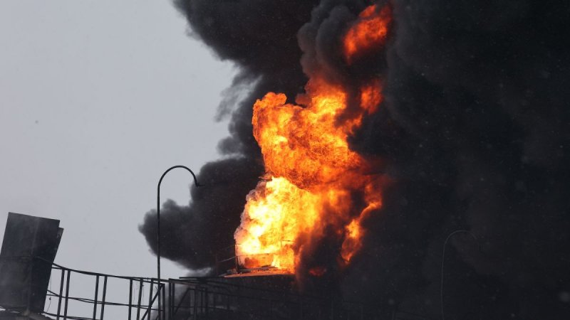 Ukrainian drone strikes set a key Russian oil hub on fire