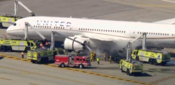 United Airlines flight makes emergency landing in Los Angeles after engine fire -  VIDEO 
