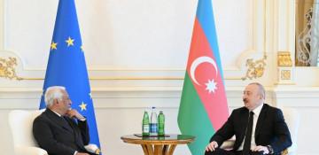 Ilham Aliyev meets European Council president in Baku