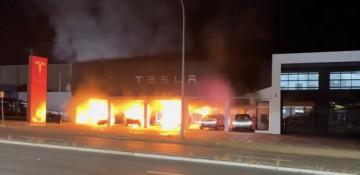 Tesla showroom in Sydney catches fire in suspected arson -  VIDEO 