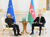 Ilham Aliyev meets European Council president in Baku