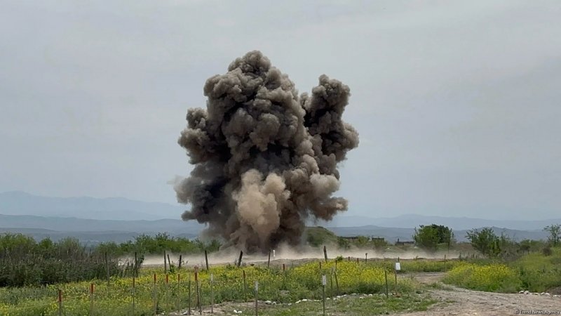 Person hit by mine in Aghdam