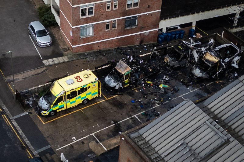 Why were Jewish community ambulances targeted in the London arson case 