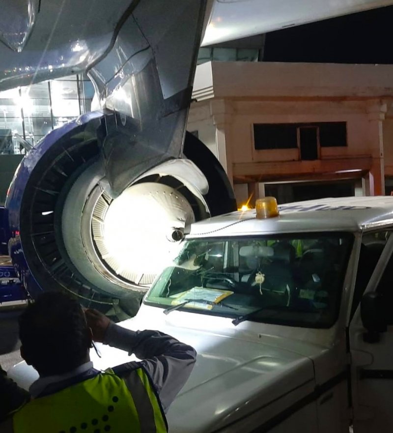 News about - IndiGo plane hit by vehicle at Kolkata airport -  PHOTOS 