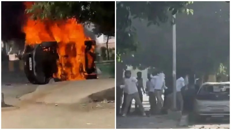 Police fire tear gas as Noida protest turns violent