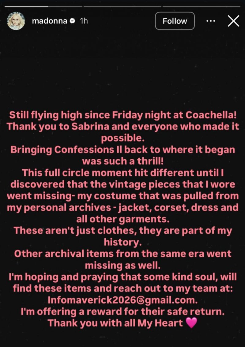 News about - Madonna thanks Sabrina Carpenter for Coachella ‘full circle’ moment 