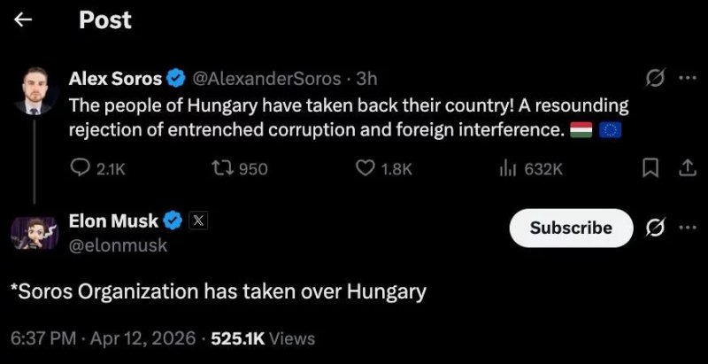 News about - Elon Musk says Soros Organization has taken over Hungary