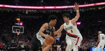 Spurs rally past Blazers without Wembanyama, lead 2-1