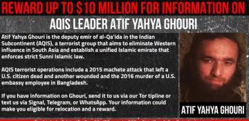 U.S. offers $10M bounty for Al-Qaeda leader in South Asia