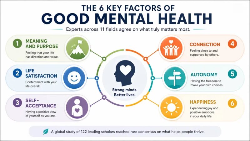 The six core elements of mental health identified by experts