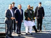 Viral moment as Indian defence minister enters German submarine -  VIDEO 
