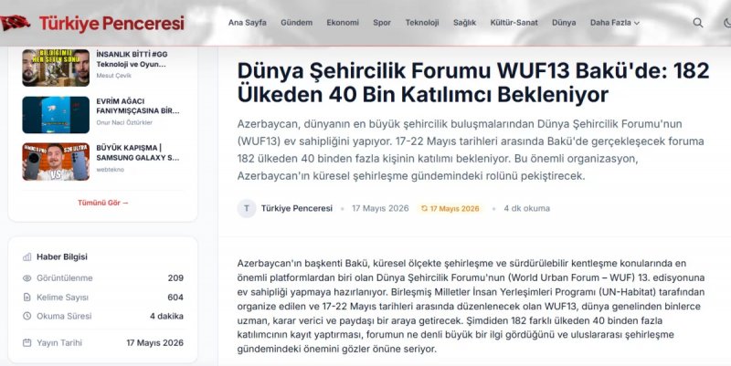 News about - WUF13 in Baku draws massive Turkish media coverage -  PHOTOS 