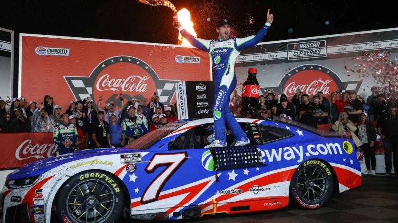 Daniel Suarez wins emotional, rain-shortened Coca-Cola 600 -  VIDEO 