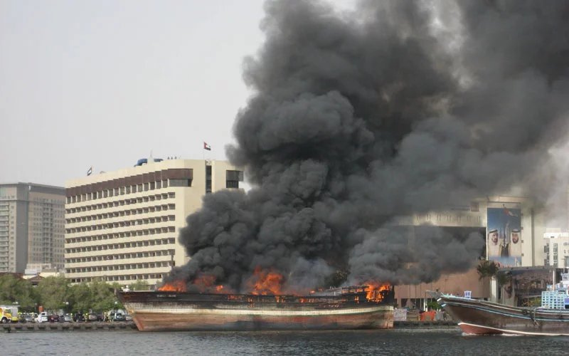 Boat fire in Dubai Creek sends smoke over city, authorities confirm no injuries