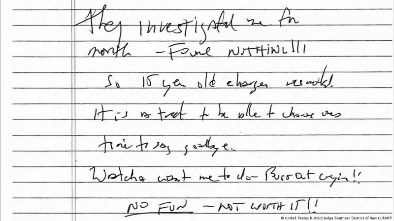 US court releases alleged Epstein suicide note as legal scrutiny over case continues