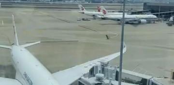 China Eastern Airlines plane collides with jet bridge at Shanghai airport -  VIDEO 