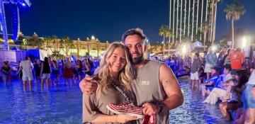 Tucker Wetmore signs fan's shoe with eyeliner at wild ACM Beach Bash