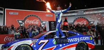 Daniel Suarez wins emotional, rain-shortened Coca-Cola 600 -  VIDEO 