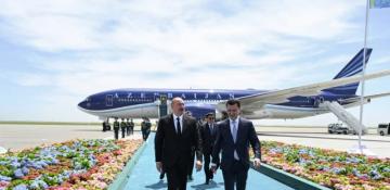 President Aliyev arrives in Kazakhstan on working visit