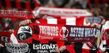Freiburg fans react to heavy 0-3 defeat to Aston Villa in Istanbul