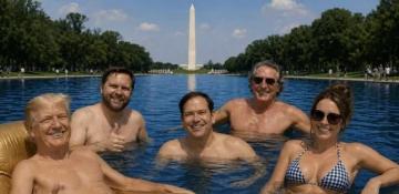 Trump’s blue reflecting pool and 
