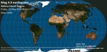 Moderate earthquake strikes near Balleny Islands region south of Antarctica