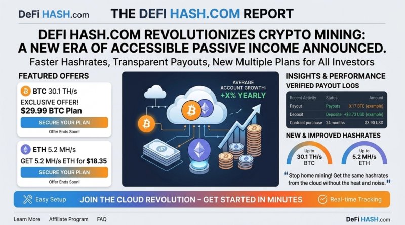 Turn your crypto holdings into daily earnings with DeFi Hash 