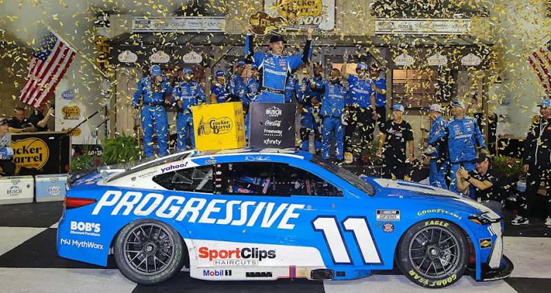 NASCAR: Hamlin wins chaotic Nashville Cup race in JGR sweep