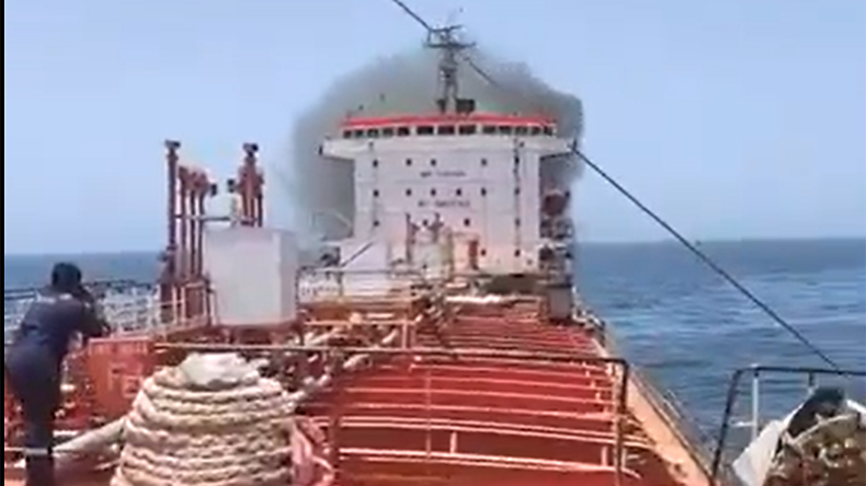 Tanker fire off Oman linked to US blockade operations