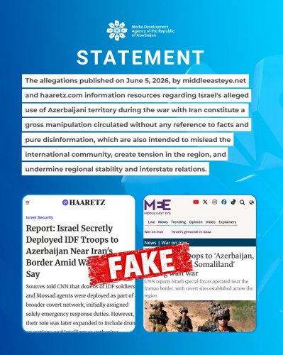 News about - Azerbaijan denounces reports claiming Israeli use of its territory in Iran conflict