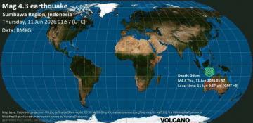 Moderate earthquake strikes Indian Ocean off Indonesia