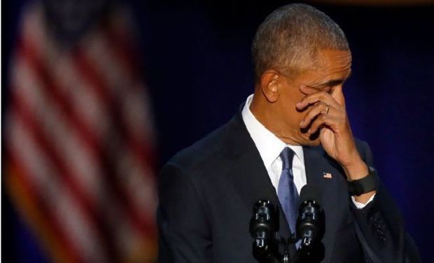 Obama could not help tears during his final, rather emotional speech
