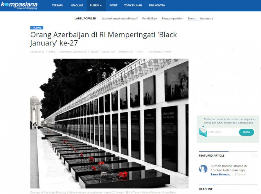 Indonesian news portal highlights 20 January tragedy