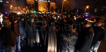 A protest action takes place in the center of Yerevan