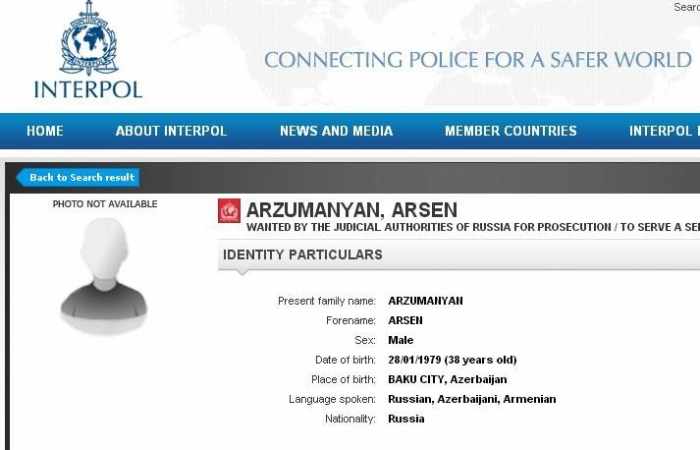 Russia puts Armenian, born in Baku, on Interpol wanted list