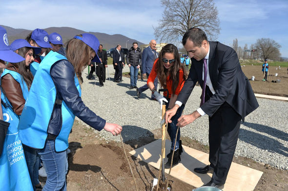 Leyla Aliyeva attends ceremony to plant fruit trees for low income families